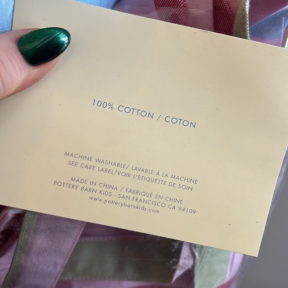 Pottery Barn Kids Emerson Stripe Hamper Liner NWT 100% Cotton Pink Nursery - Picture 7 of 7